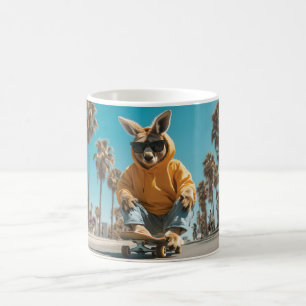 Cool Kangaroo in Sunglasses on a Skateboard Coffee Mug