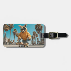 Cool Kangaroo in Sunglasses on a Skateboard Luggage Tag