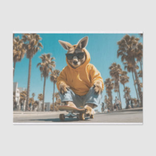 Cool Kangaroo in Sunglasses on a Skateboard Tissue Paper
