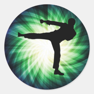 Cool Karate Kick Classic Round Sticker