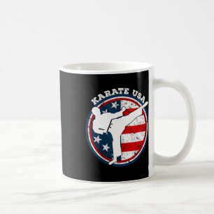 Cool Karate With American Flag For Women Kids Men  Coffee Mug