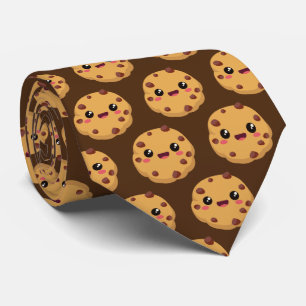 cool Kawaii chocolate chip cookie tiled pattern Tie