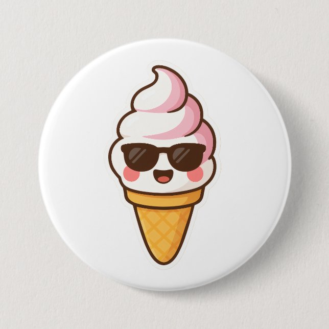 Cool Kawaii Ice Cream 7.5 Cm Round Badge (Front)