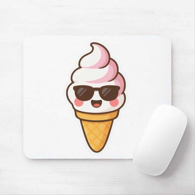 Cool Kawaii Ice Cream Mouse Mat (With Mouse)