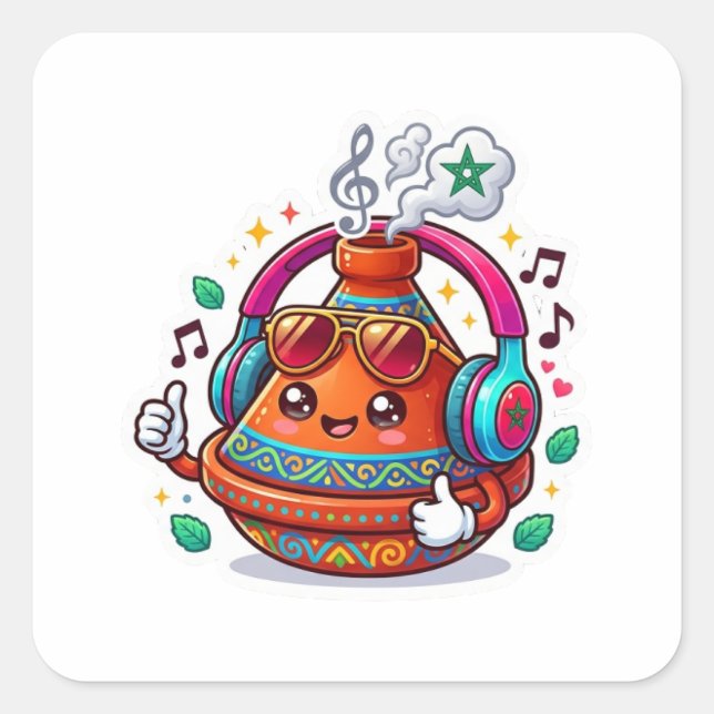 Cool Kawaii Moroccan Tagine Square Sticker (Front)