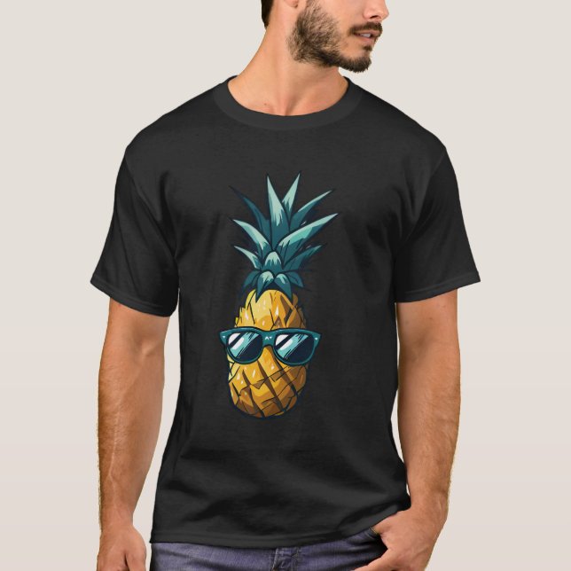 Cool Kawaii Pineapple - Fun Fruit Design T-Shirt (Front)