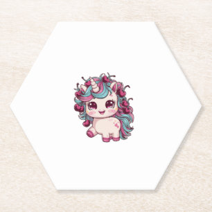 Cool kawaii unicorn with cherries Long Sleeve T-Sh Paper Coaster