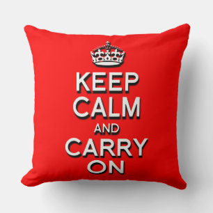 Cool Keep Calm and Carry On Red Cushion