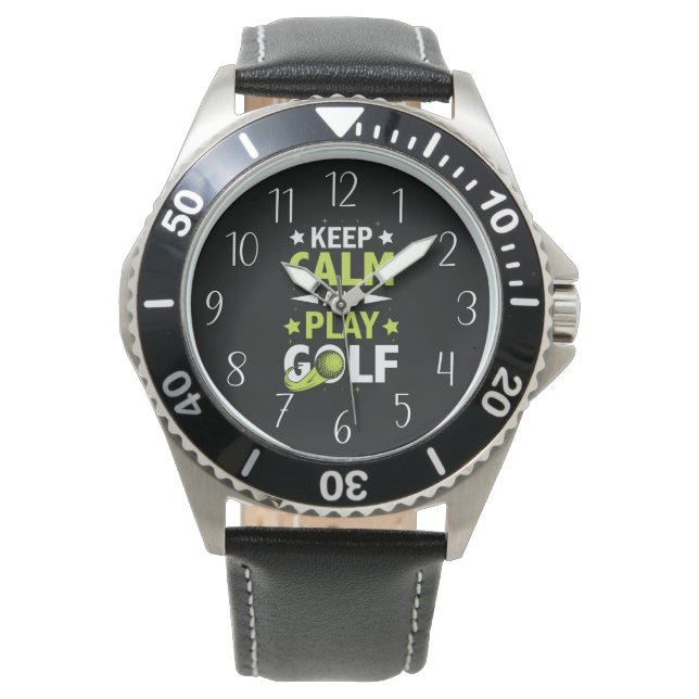 cool keep calm play golf sports watch (Front)