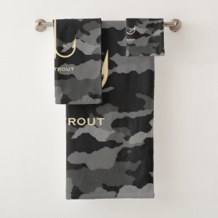 Cool Keep it Reel Fishing Funny Father's Day Camo Bath Towel Set