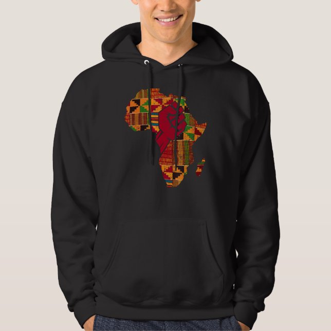 Cool Kente Cloth Art Men Women Africa Map Black Po Hoodie (Front)