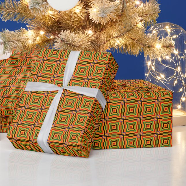 Cool Kente Squares Wrapping Paper (Holidays)