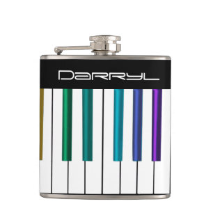 Cool Keyboard With Colourful Piano Keys Music Hip Flask