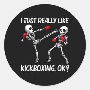 Cool Kickboxing Design For Men Women Kickbox Sport Classic Round Sticker