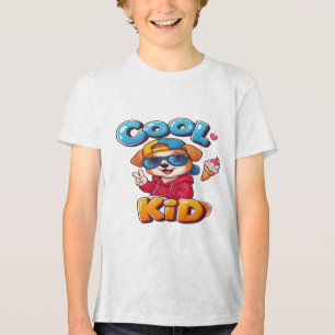 Cool Kid Puppy: Dog with Sunglasses and Ice Cream Tri-Blend Shirt