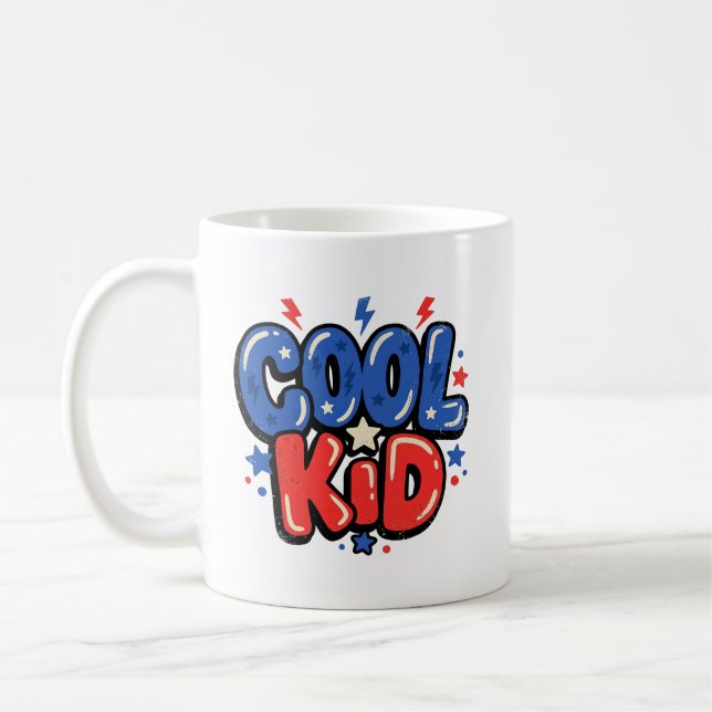 Cool Kid Retro Bubble Typography Coffee Mug (Left)