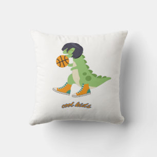 Cool Kids Basketball Dinosaur Throw Pillow