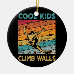 Cool Kids Climb Walls Extreme Sport Rock Climbing  Ceramic Tree Decoration