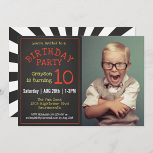 Cool Kids Photo Chalkboard Birthday Party Invitation