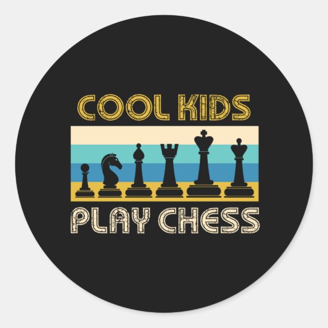 Cool Kids Play Chess Checkmate Board Pieces Gift Classic Round Sticker (Front)