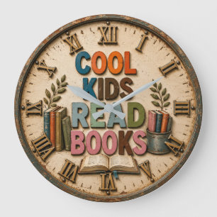 Cool Kids Read Books Classroom Teacher Gift Large Clock