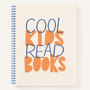 Cool Kids Read Books Orange and Blue Typo Notebook