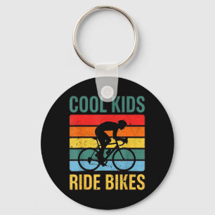Cool Kids Ride Bikes Retro Youth Bicycle Cycling Key Ring