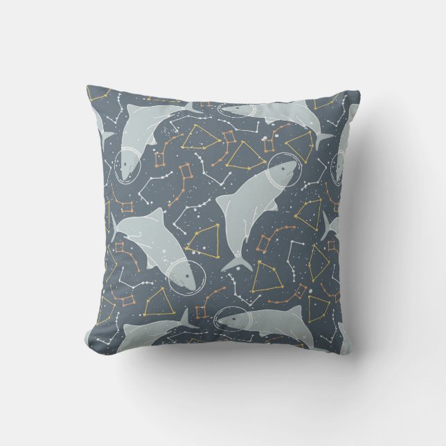 Cool Kids Space Shark Stars & Constellation Cushion (Front)