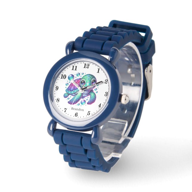 Cool kids unisex sea turtle add name watch (Angle)