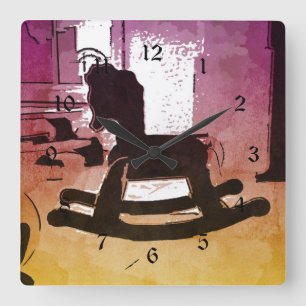 Cool Kids Wooden Rocking Horse Toy Pop Art Square Wall Clock