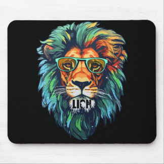 Cool King – Colourful Lion with Shades Design Mouse Mat