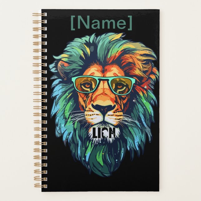 Cool King – Colourful Lion with Shades Design Planner (Front)