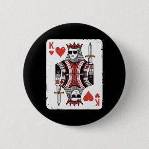 Cool King Of Hearts Valentines Day Playing Card Po 6 Cm Round Badge
