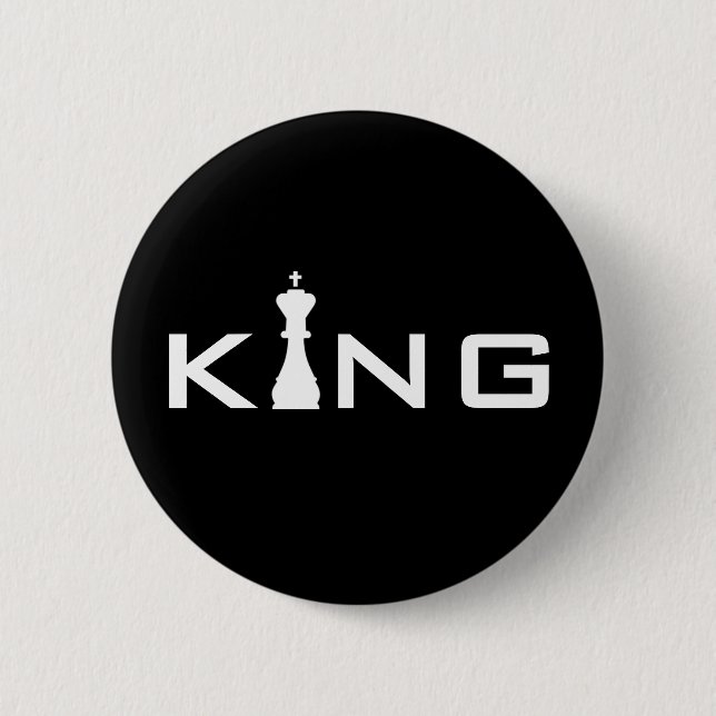 Cool King Typography Chess Player 6 Cm Round Badge (Front)