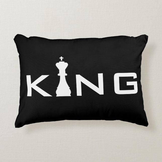 Cool King Typography Chess Player Decorative Cushion (Front)