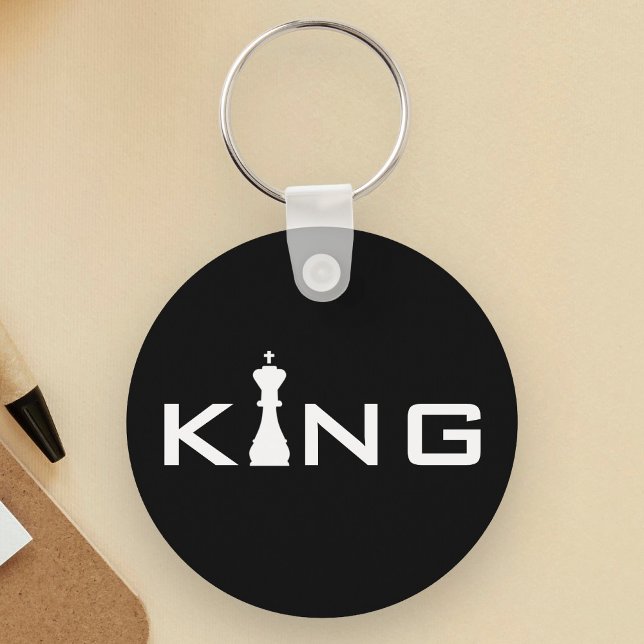 Cool King Typography Chess Player Key Ring (Creator Uploaded)