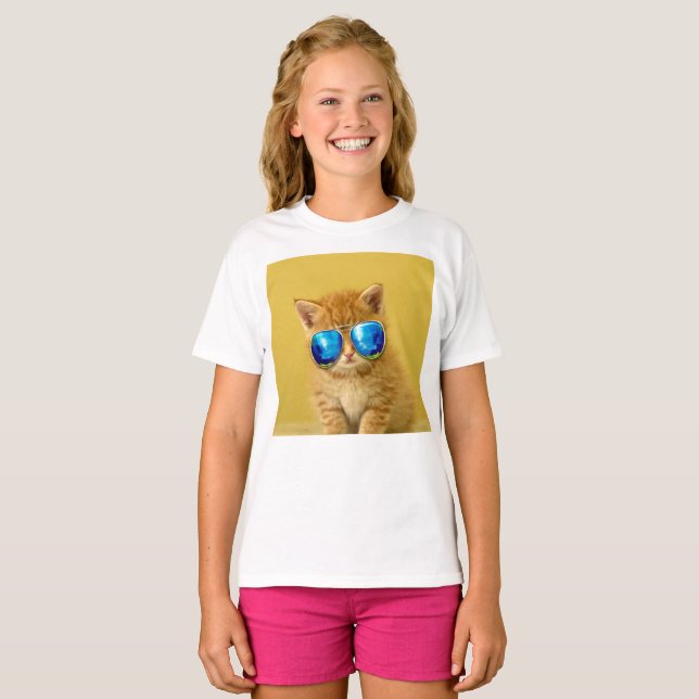 Cool Kitten in sunglasses T-Shirt (Front Full)
