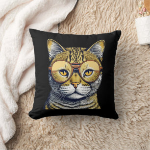 Cool Kitty Cat with Glasses Cushion