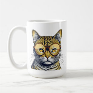 Cool Kitty Cat with Glasses Personalised Coffee Mug