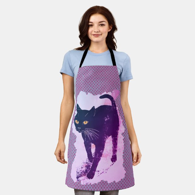 Cool Kitty Lino Print vintage spot Apron (Worn)