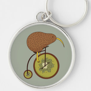 Cool Kiwi Bird on Kiwi Fruit Design Key Ring