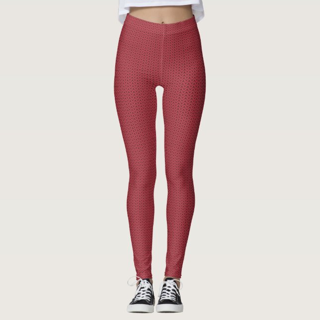 Cool Knitted Effect Red Leggings (Front)