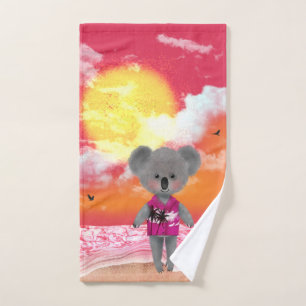 Cool Koala on Sunset Beach Hand Towel
