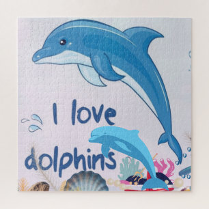 Cool l Love Dolphins Quotes Dolphin Lovers Jigsaw Puzzle