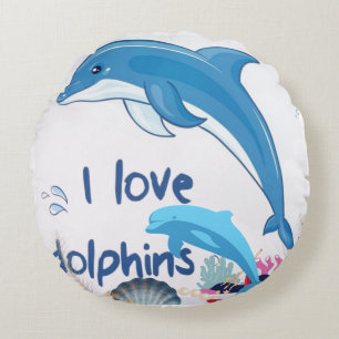 Cool l Love Dolphins Quotes Dolphin Lovers   Round Cushion