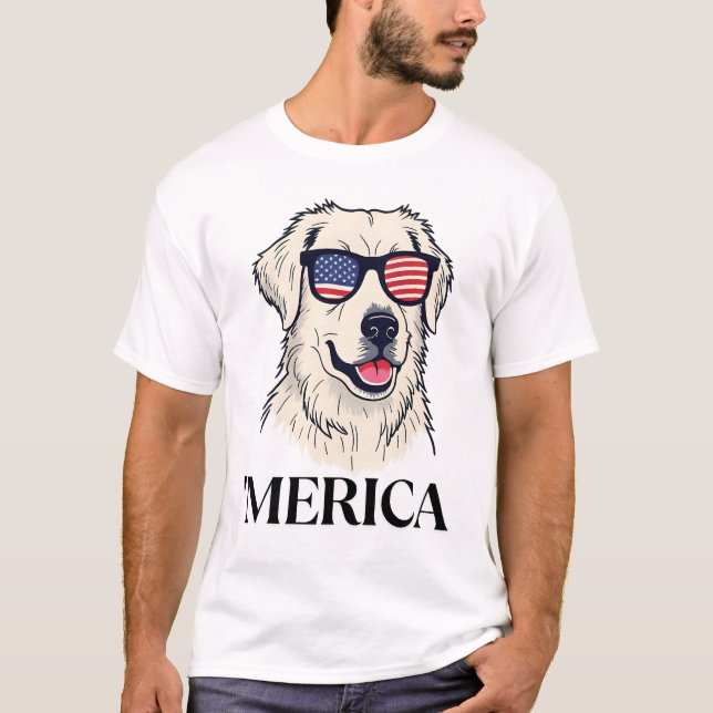 Cool Labrador 'Merica Independence Day Apparel T-Shirt (Front)