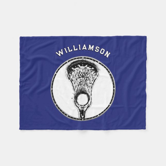Cool Lacrosse Team Blue Fleece Blanket (Front (Horizontal))