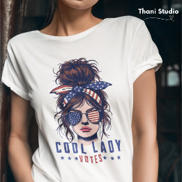 Cool Lady Votes Vintage Messy Hair Lady Election T-Shirt