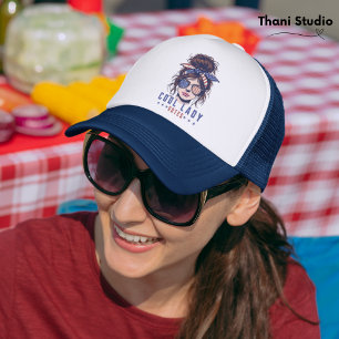 Cool Lady Votes Vintage Messy Hair Lady Election Trucker Hat