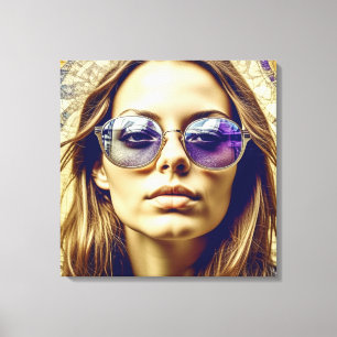 Cool Lady with Reflection in her Sunglasses Canvas Print